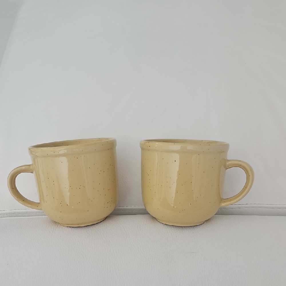 Pair Of Yellow Block Pebblestone Coffee Cups